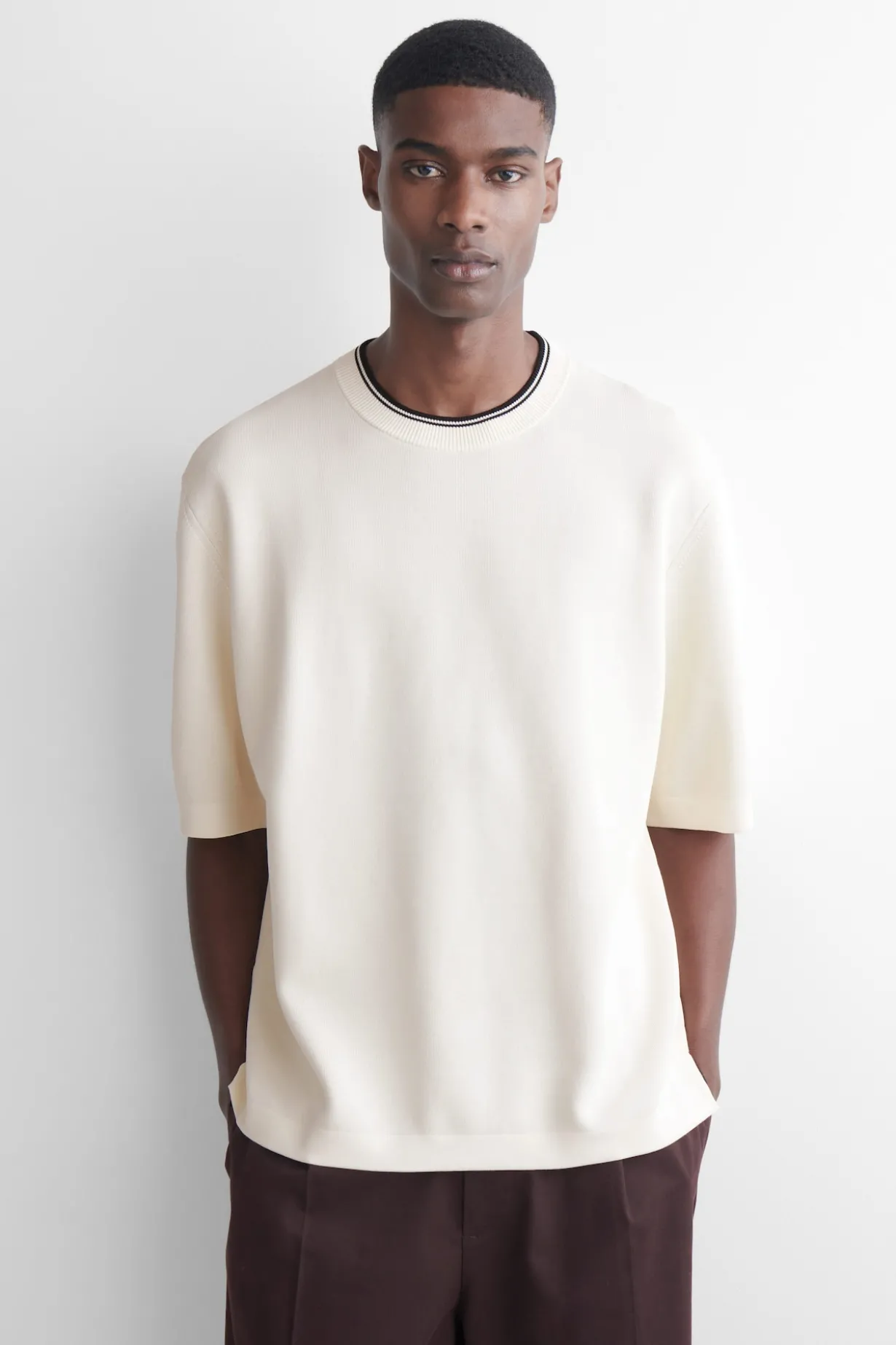 OVERSIZED DOUBLE-FACED KNITTED T-SHIRT