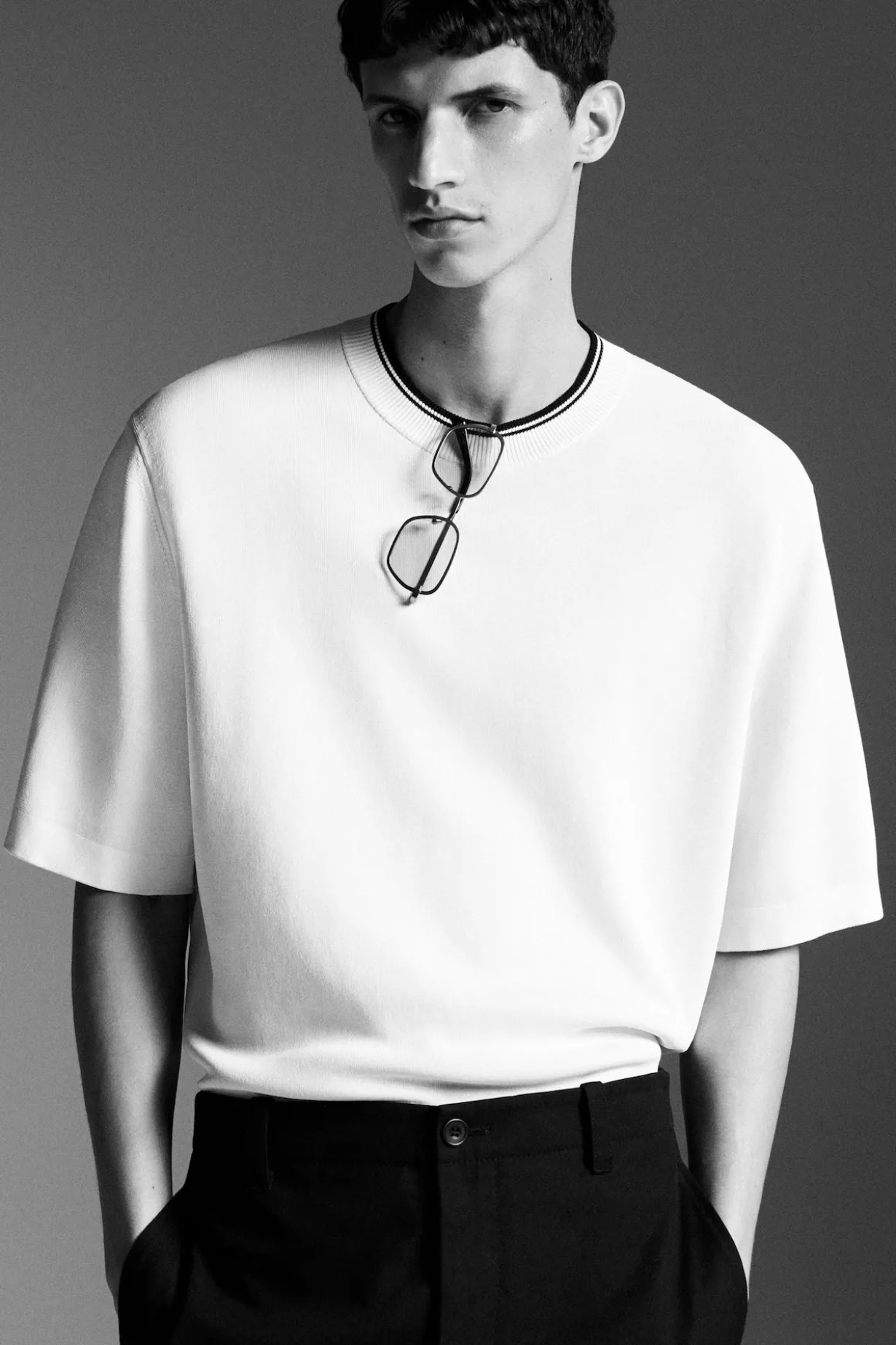 OVERSIZED DOUBLE-FACED KNITTED T-SHIRT