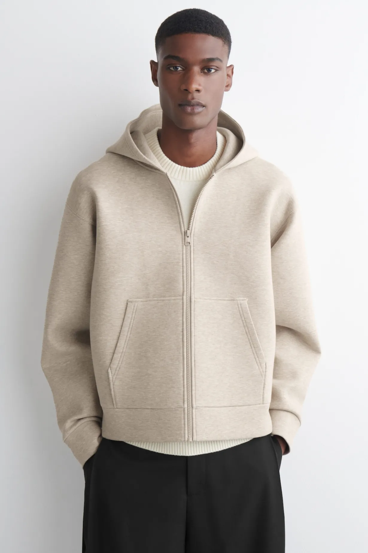 OVERSIZED SCUBA-JERSEY ZIP-UP HOODIE