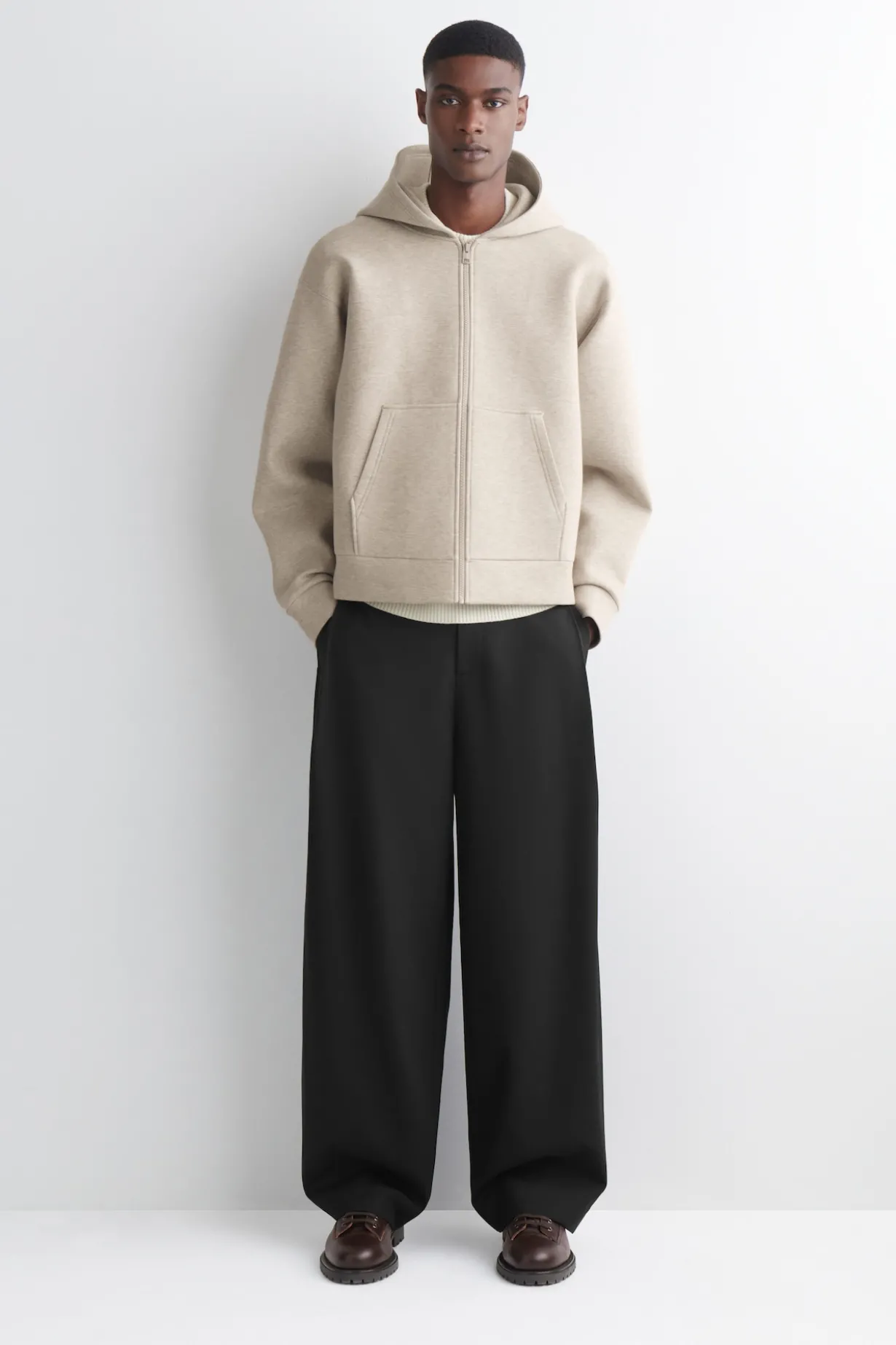 OVERSIZED SCUBA-JERSEY ZIP-UP HOODIE