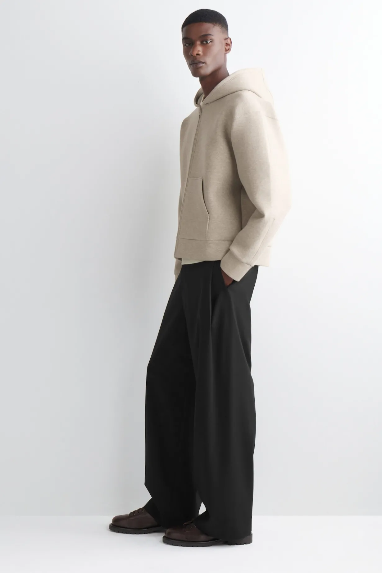 OVERSIZED SCUBA-JERSEY ZIP-UP HOODIE