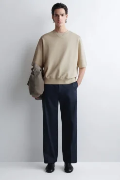OVERSIZED SHORT-SLEEVED COTTON SWEATSHIRT