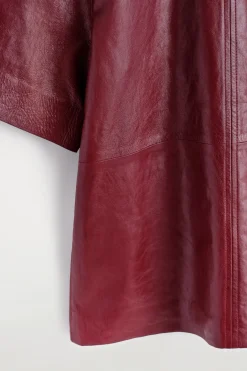 PANELLED TEXTURED-LEATHER T-SHIRT