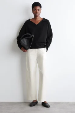 PIMA COTTON BARREL-LEG PANTS