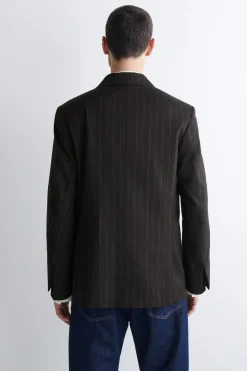 PINSTRIPED DOUBLE-BREASTED BLAZER