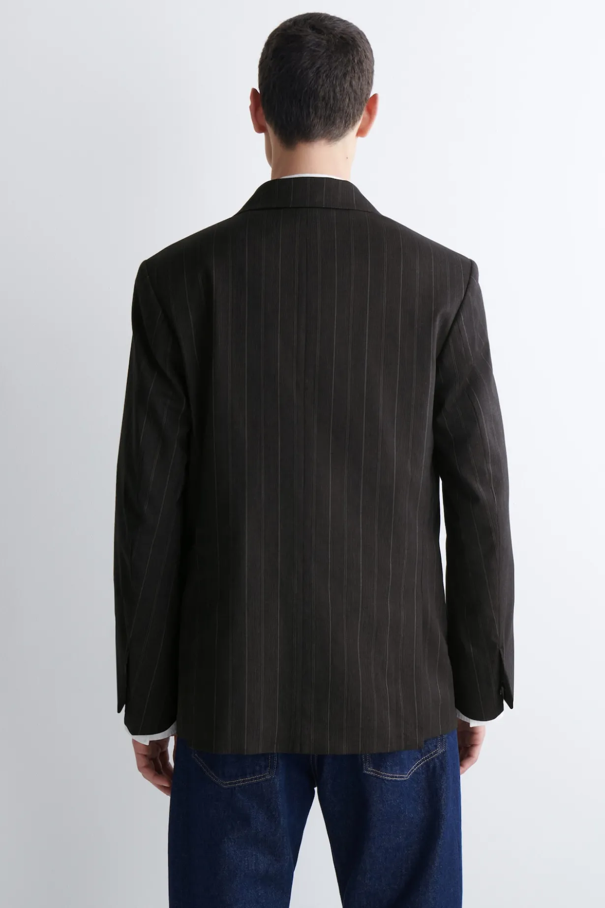 PINSTRIPED DOUBLE-BREASTED BLAZER