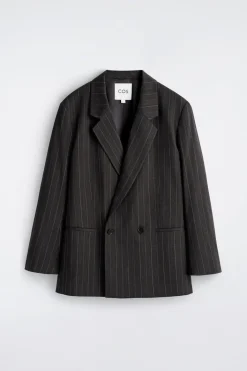 PINSTRIPED DOUBLE-BREASTED BLAZER