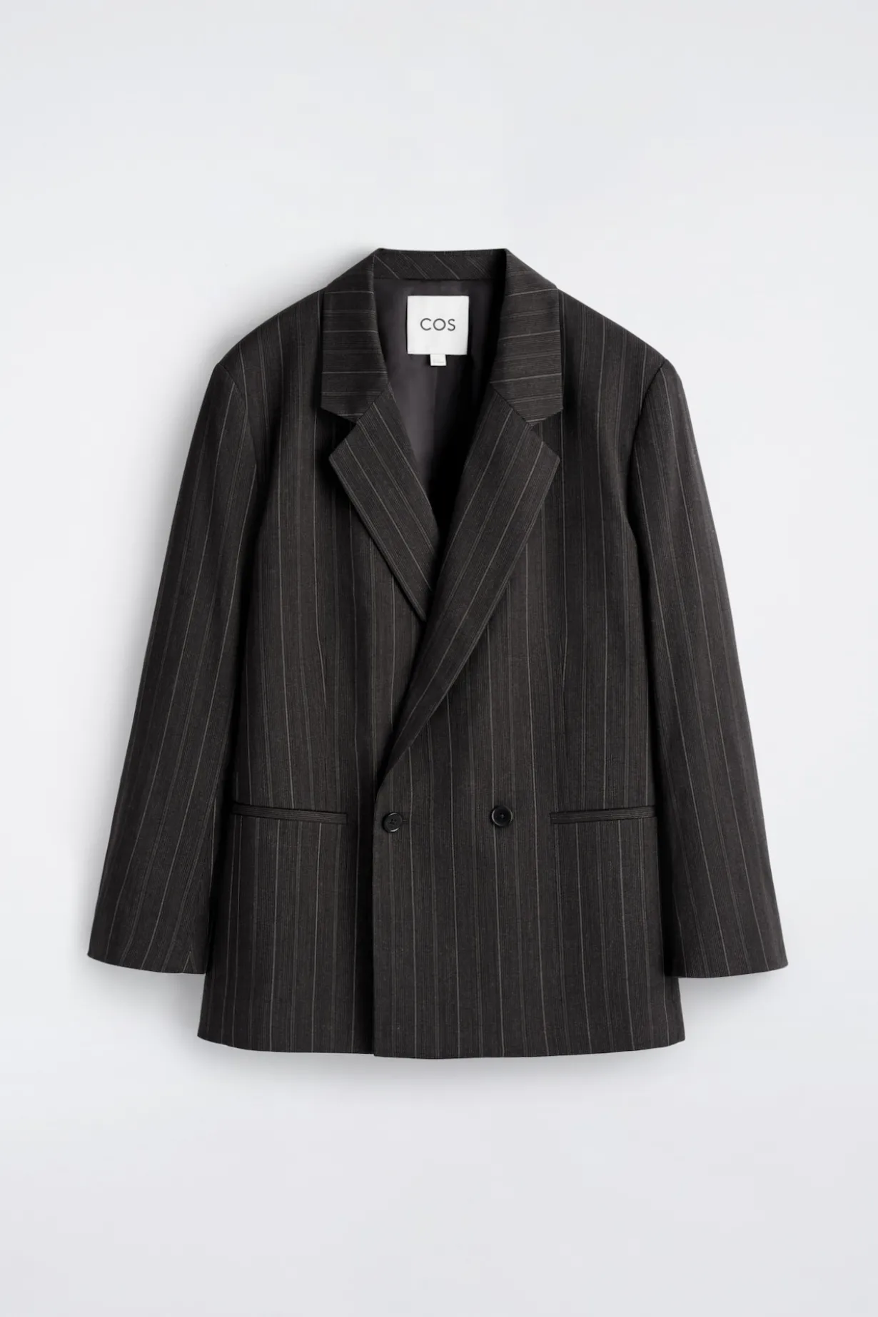 PINSTRIPED DOUBLE-BREASTED BLAZER