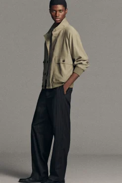 PINSTRIPED RELAXED-FIT WIDE-LEG PANTS