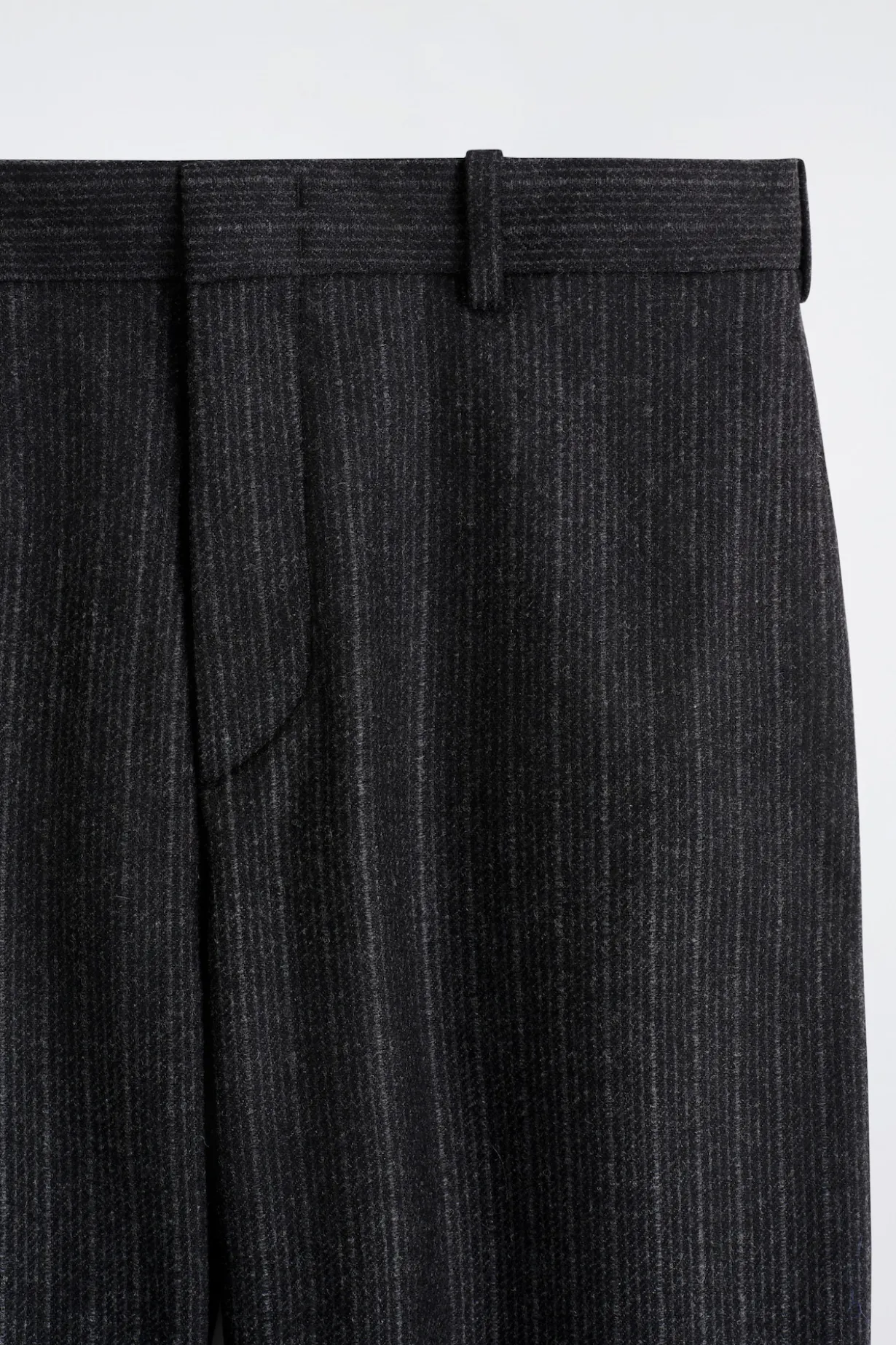 PINSTRIPED WOOL RELAXED-FIT TAPERED PANTS