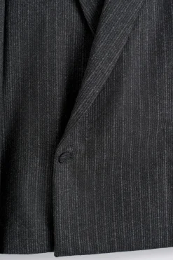 PINSTRIPED WOOL WRAP BLAZER