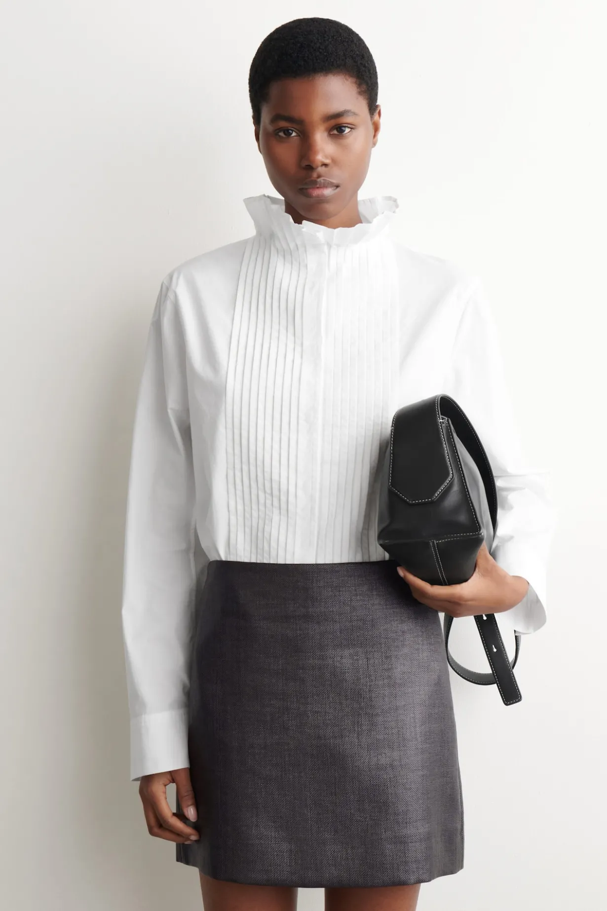 PINTUCKED COTTON BLOUSE