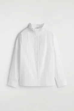 PINTUCKED COTTON BLOUSE