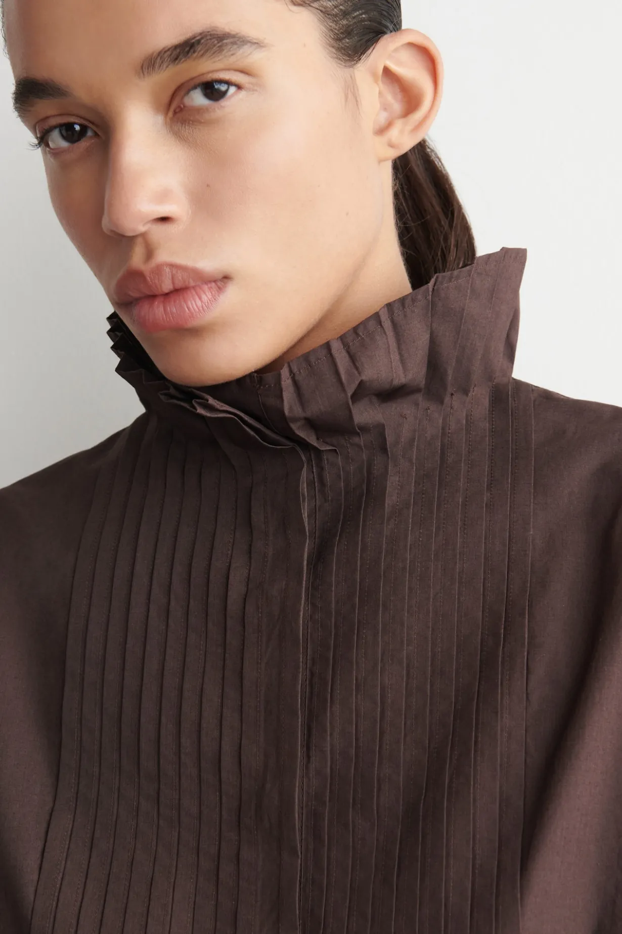 PINTUCKED COTTON BLOUSE