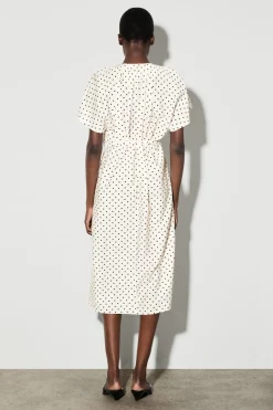 PLEATED BELTED MIDI DRESS