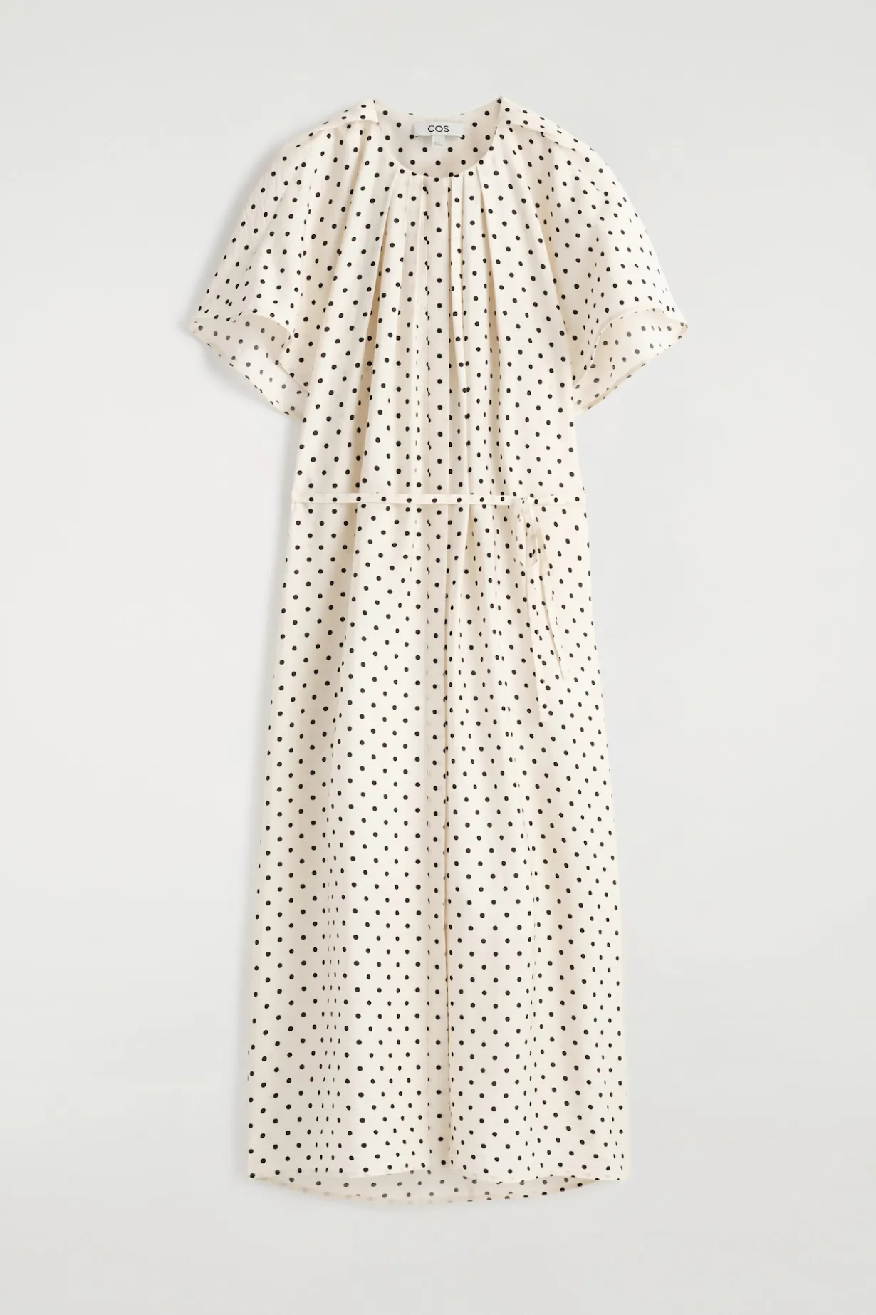 PLEATED BELTED MIDI DRESS