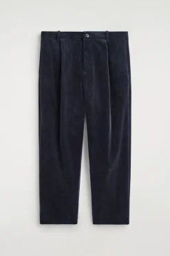 PLEATED CORDUROY RELAXED-FIT STRAIGHT-LEG PANTS