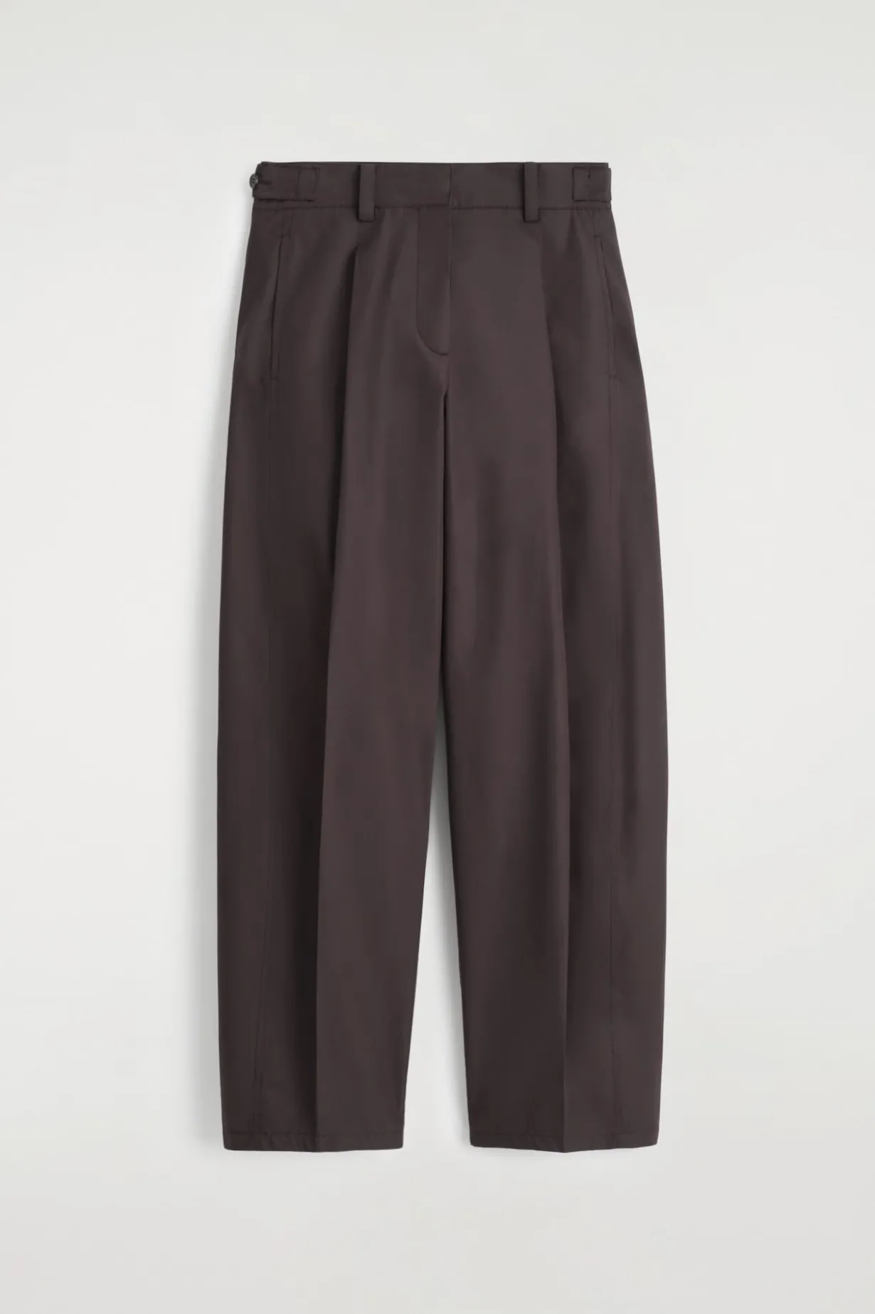PLEATED COTTON BARREL-LEG TROUSERS