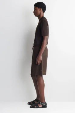 PLEATED LINEN DRAWSTRING SHORTS