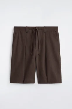 PLEATED LINEN DRAWSTRING SHORTS
