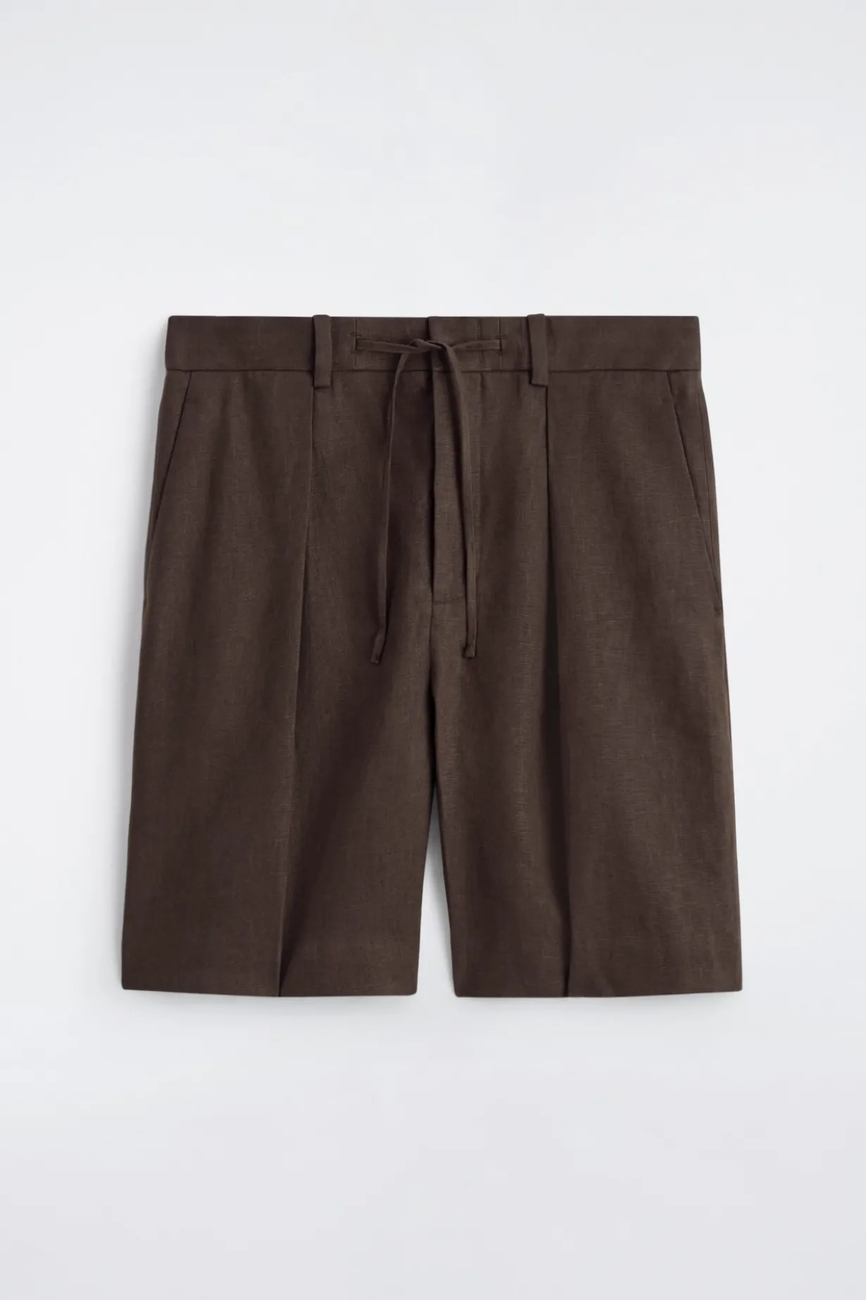 PLEATED LINEN DRAWSTRING SHORTS