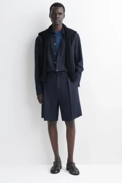 PLEATED LINEN DRAWSTRING SHORTS
