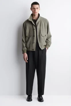 PLEATED RELAXED-FIT TAPERED PANTS