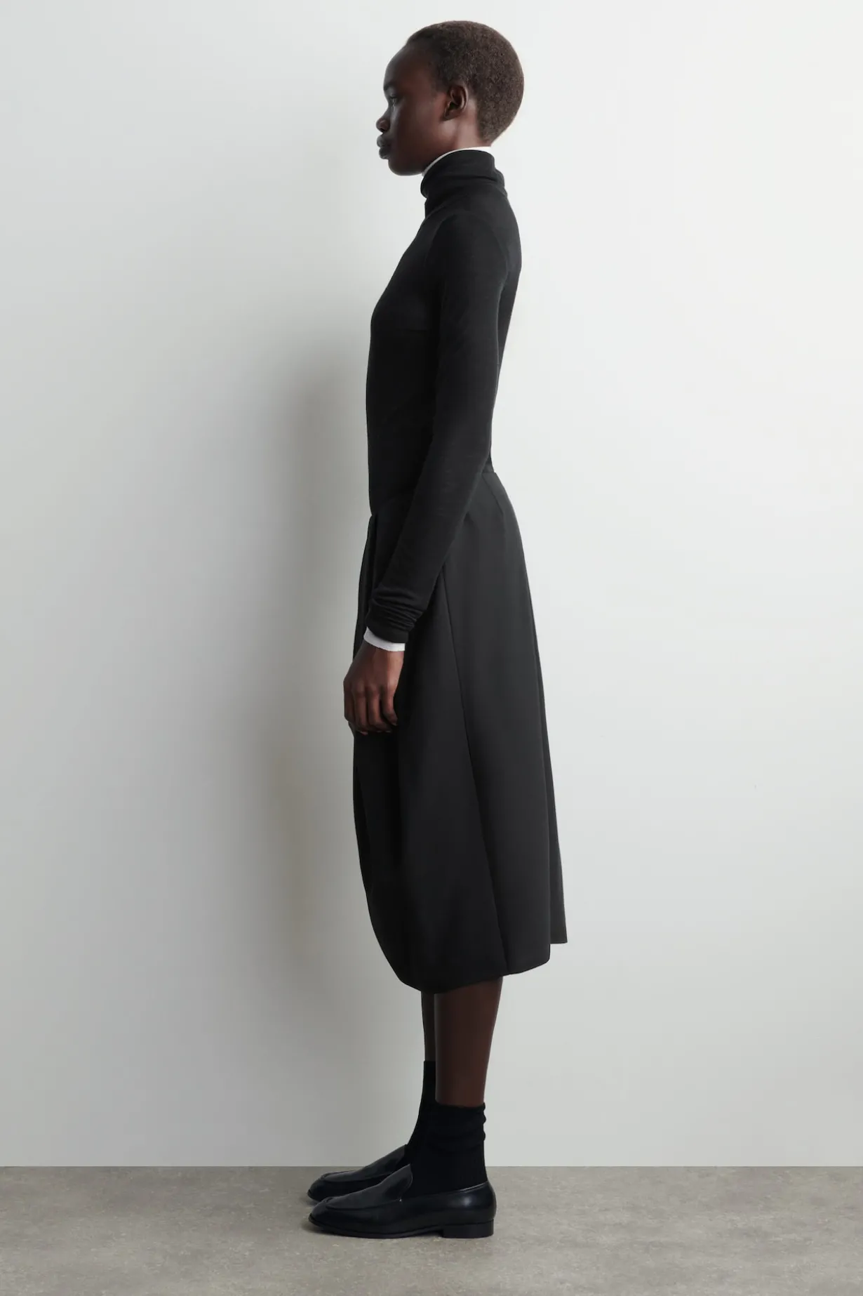 PLEATED WOOL MIDI TULIP SKIRT