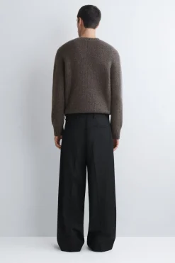 PLEATED WOOL WIDE-LEG PANTS