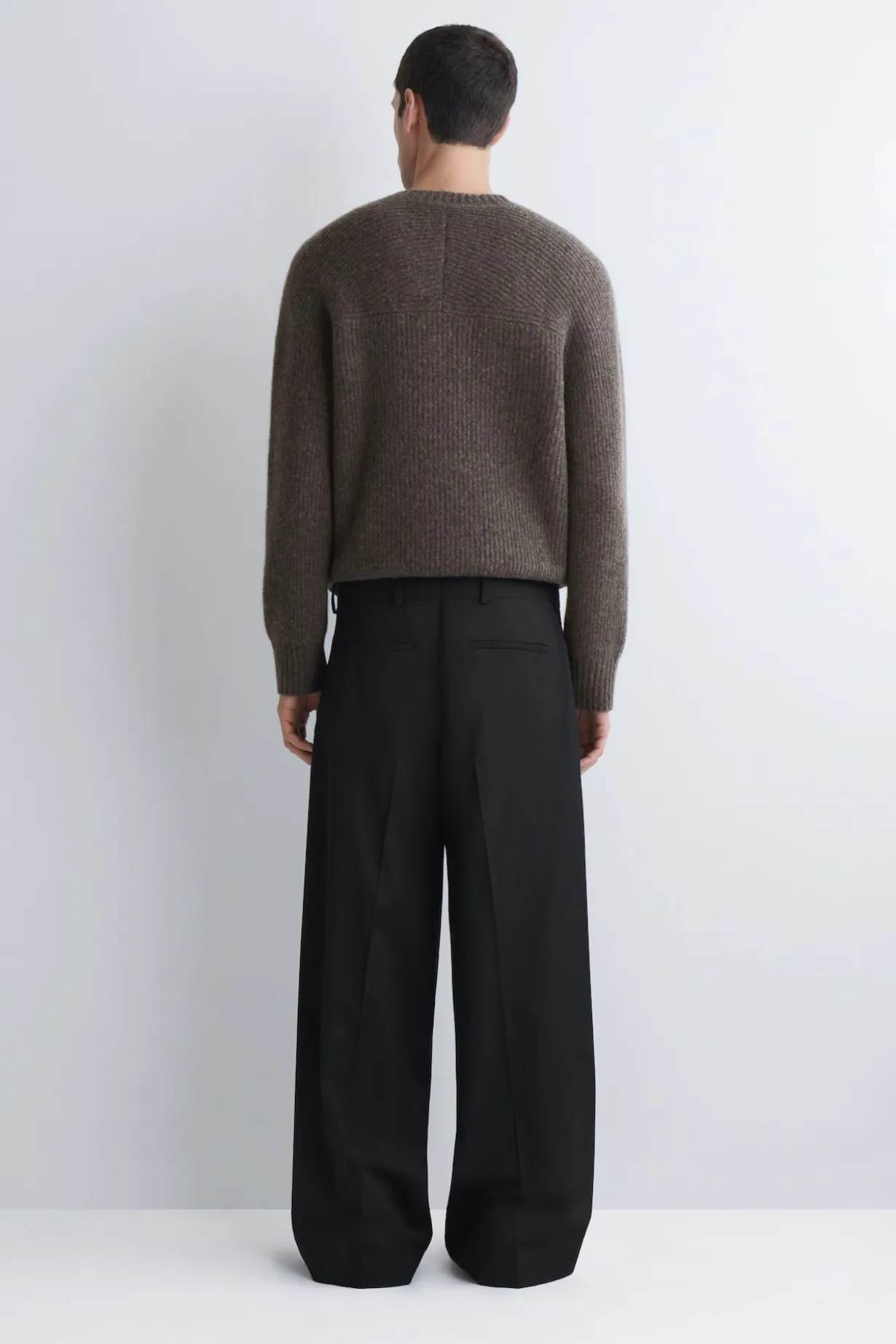 PLEATED WOOL WIDE-LEG PANTS