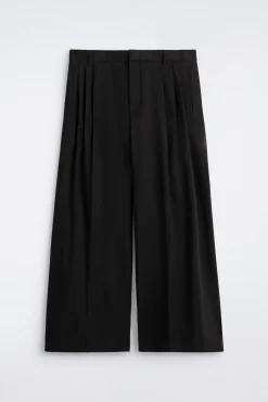 PLEATED WOOL WIDE-LEG PANTS