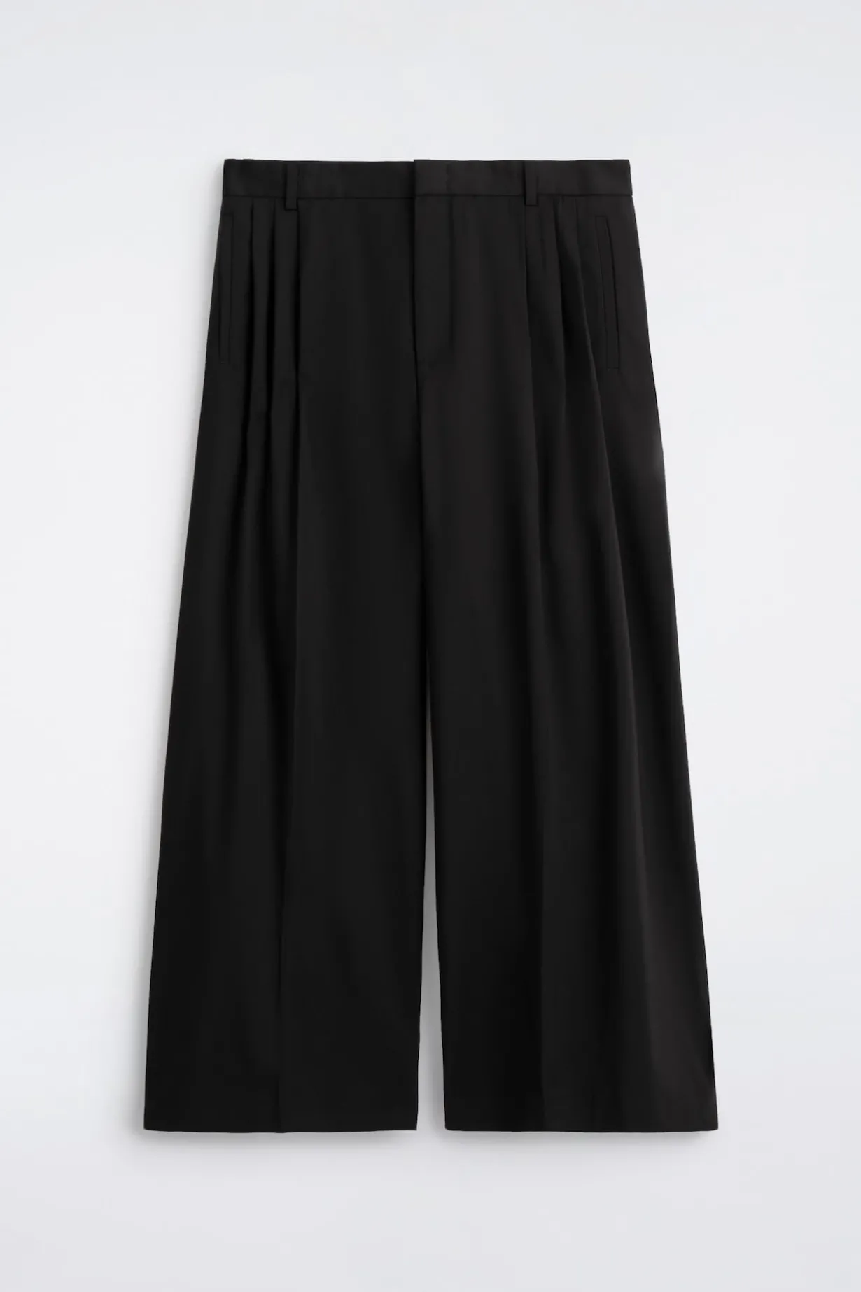 PLEATED WOOL WIDE-LEG PANTS