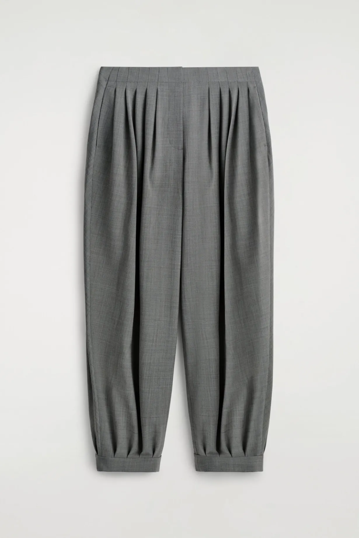 PLEATED WOOL-BLEND BALLOON-LEG PANTS