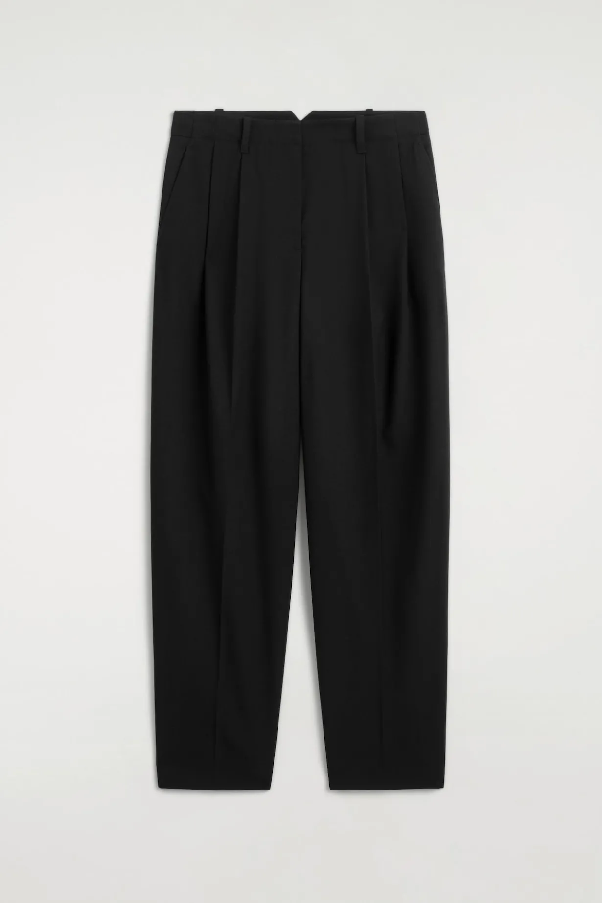 PLEATED WOOL-BLEND TAPERED PANTS