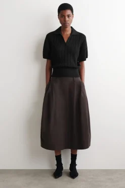 POINTELLE-KNIT COTTON POLO TOP
