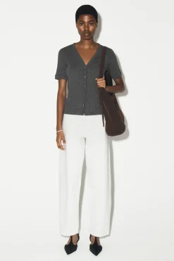 POINTELLE-KNIT SHORT-SLEVED CARDIGAN