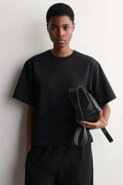 POPLIN-PANELED JERSEY T-SHIRT
