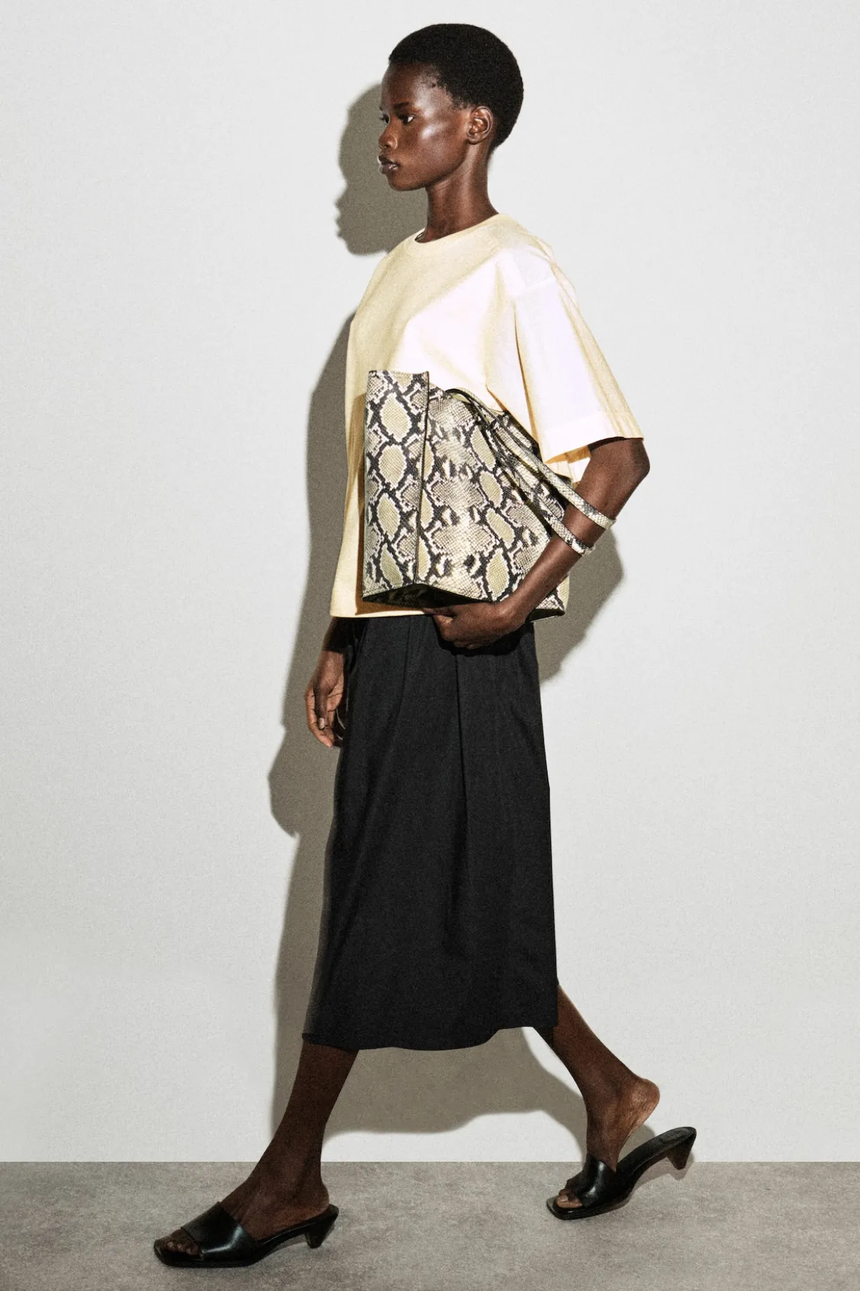 POPLIN-PANELED JERSEY T-SHIRT