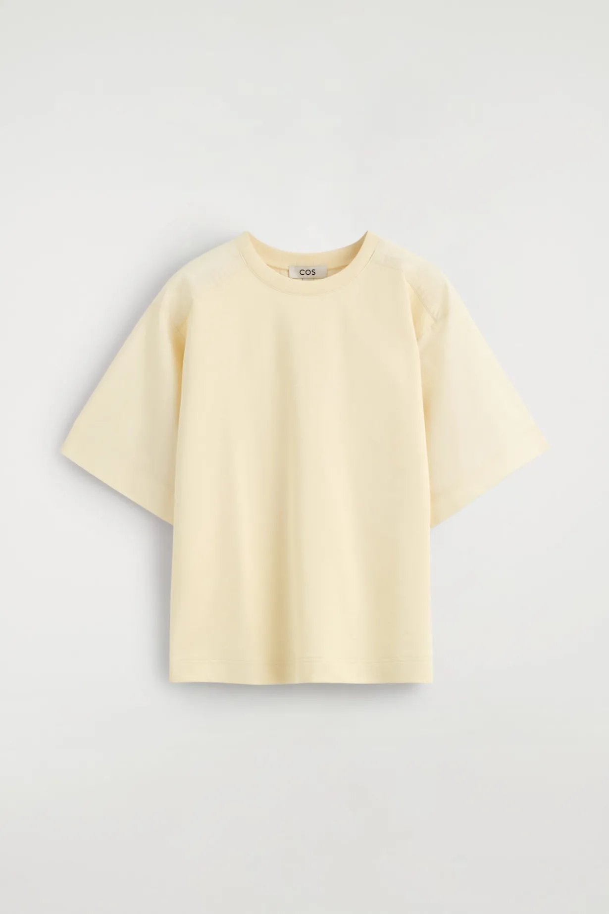 POPLIN-PANELED JERSEY T-SHIRT