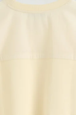 POPLIN-PANELED JERSEY T-SHIRT