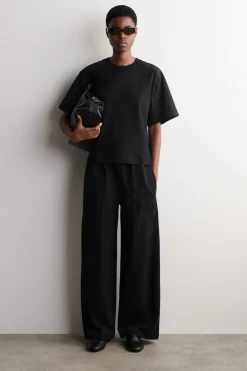 POPLIN-PANELLED JERSEY PANTS