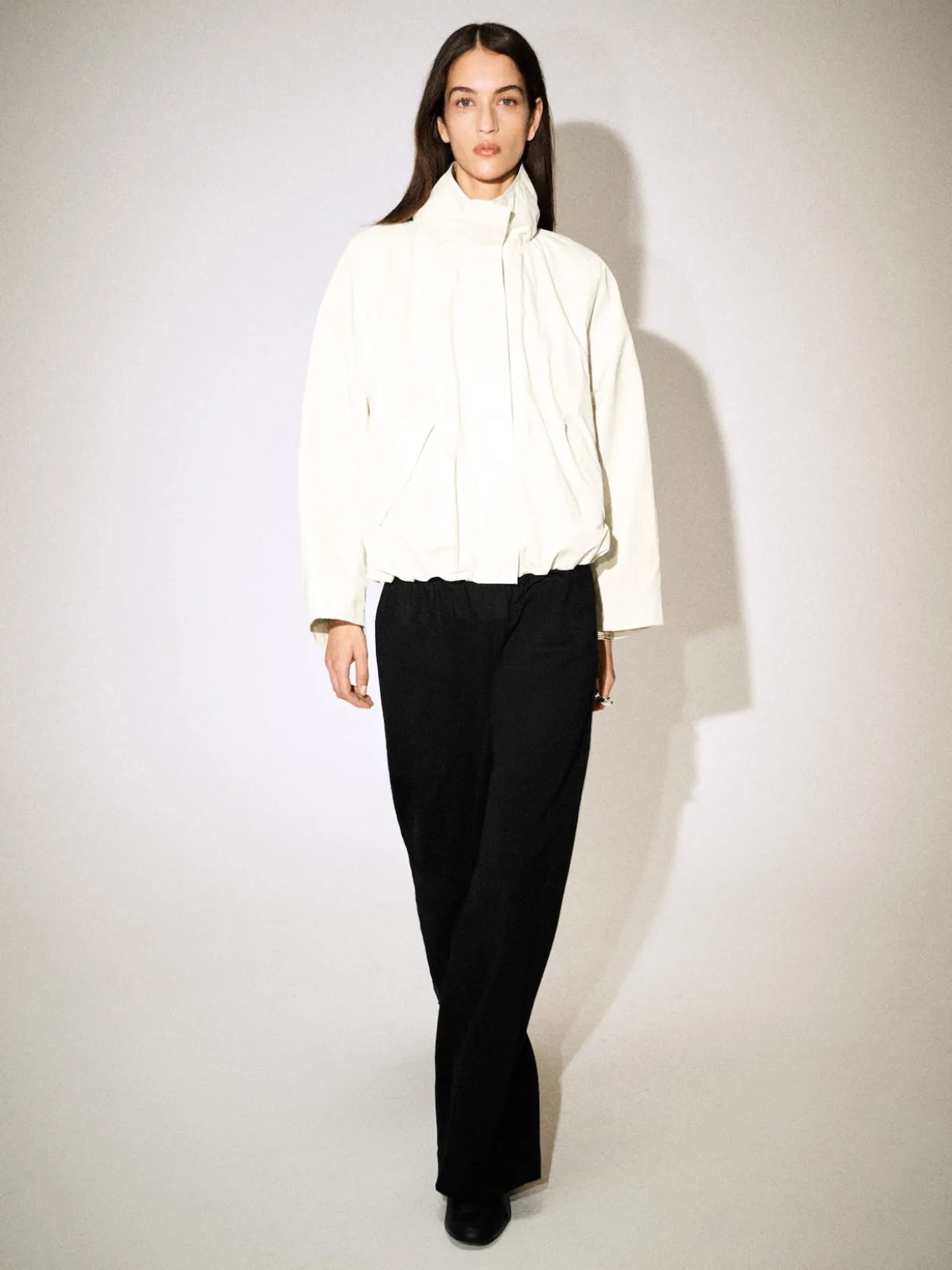 POPLIN-PANELLED JERSEY PANTS