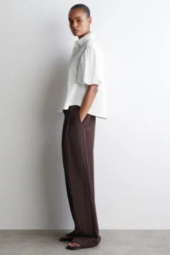 PUFF-SLEEVE COTTON SHIRT