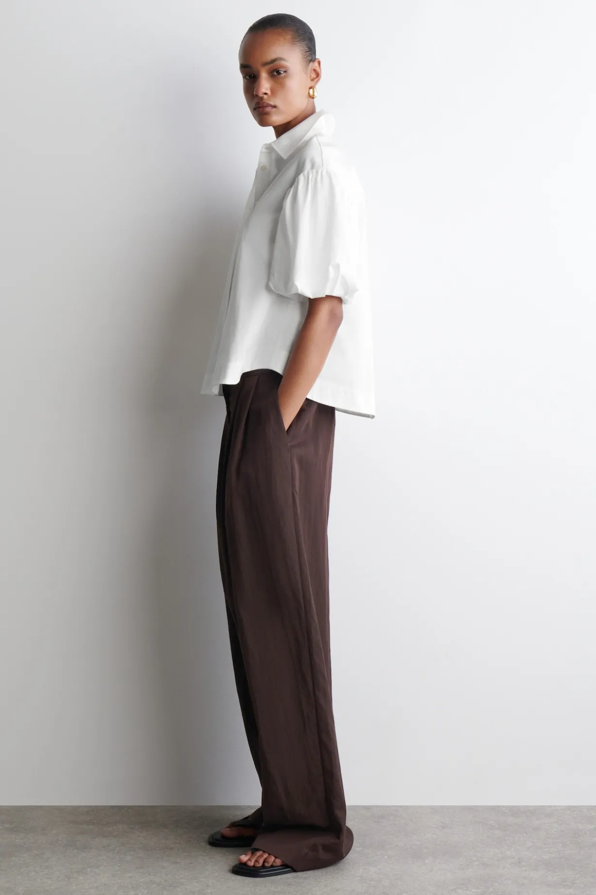PUFF-SLEEVE COTTON SHIRT