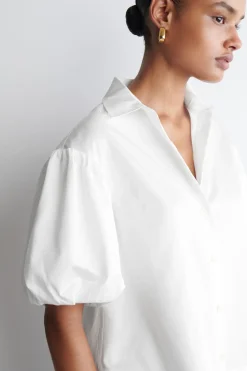 PUFF-SLEEVE COTTON SHIRT