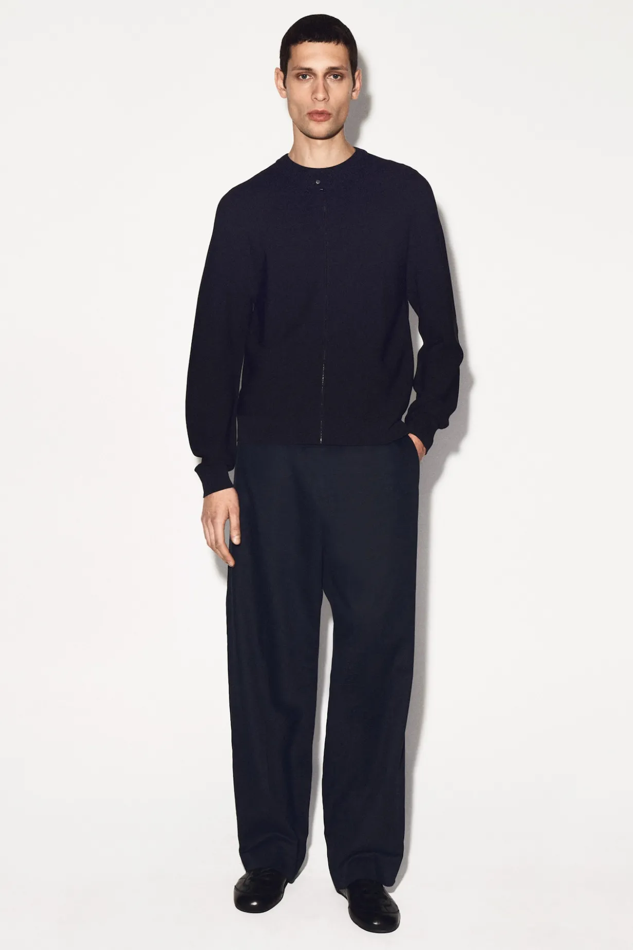 RACER-NECK KNITTED JACKET