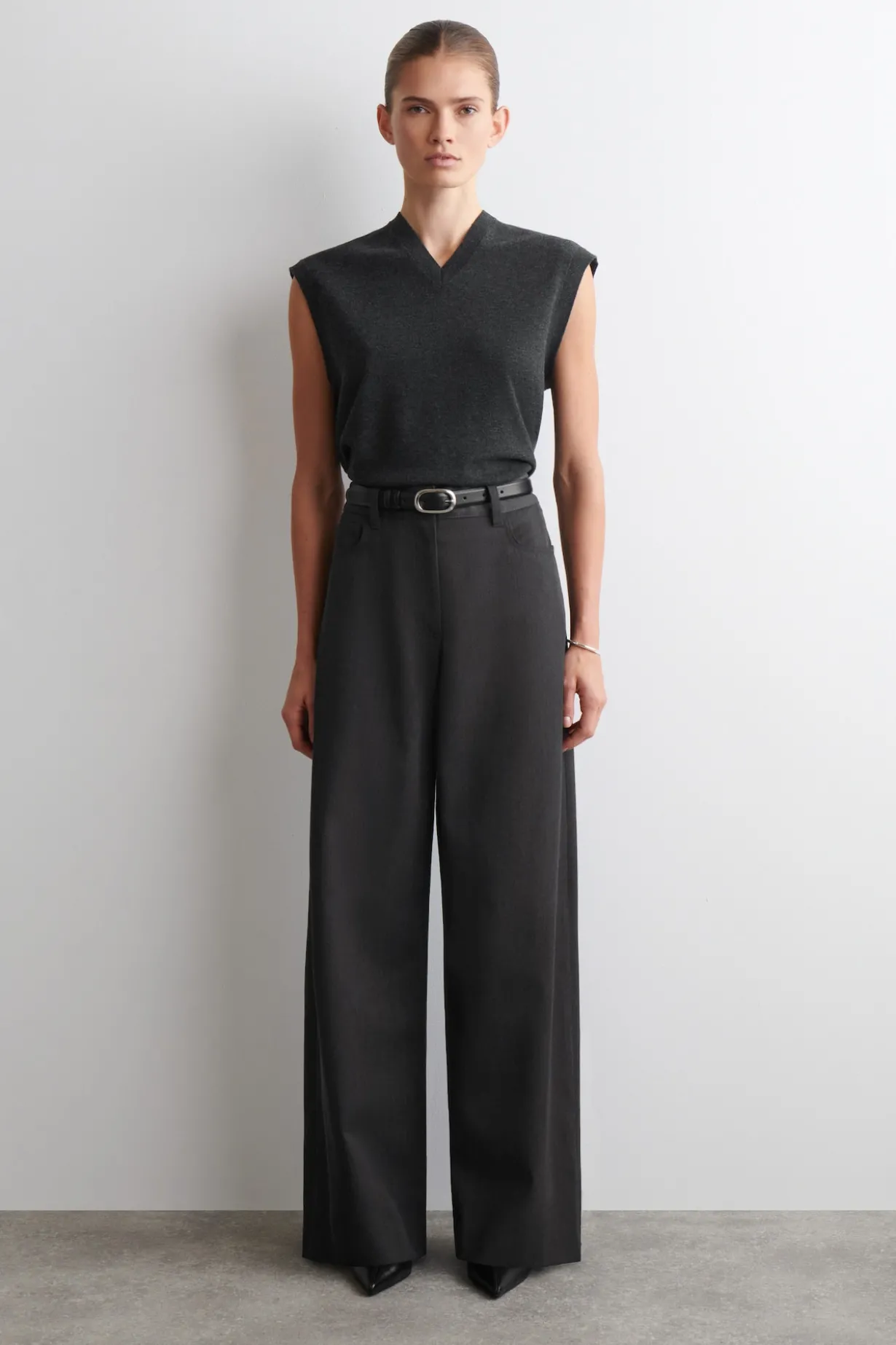 REGULAR WOOL-BLEND WIDE-LEG PANTS
