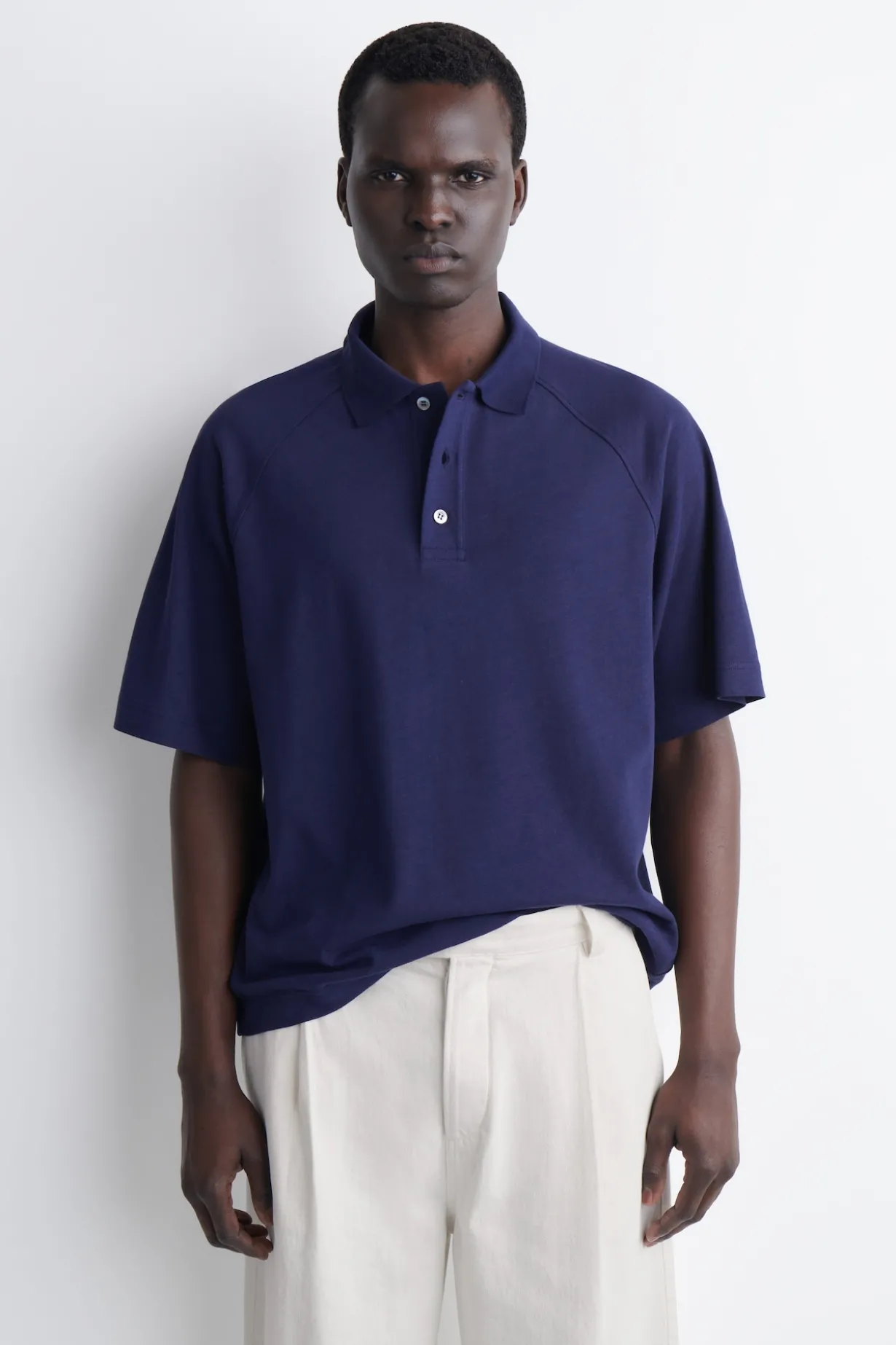 RELAXED COTTON-LINEN POLO SHIRT