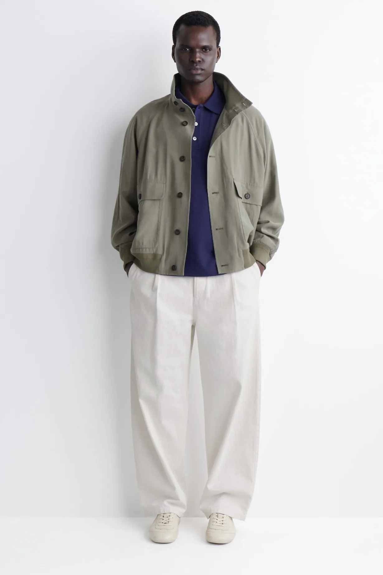 RELAXED COTTON-LINEN POLO SHIRT