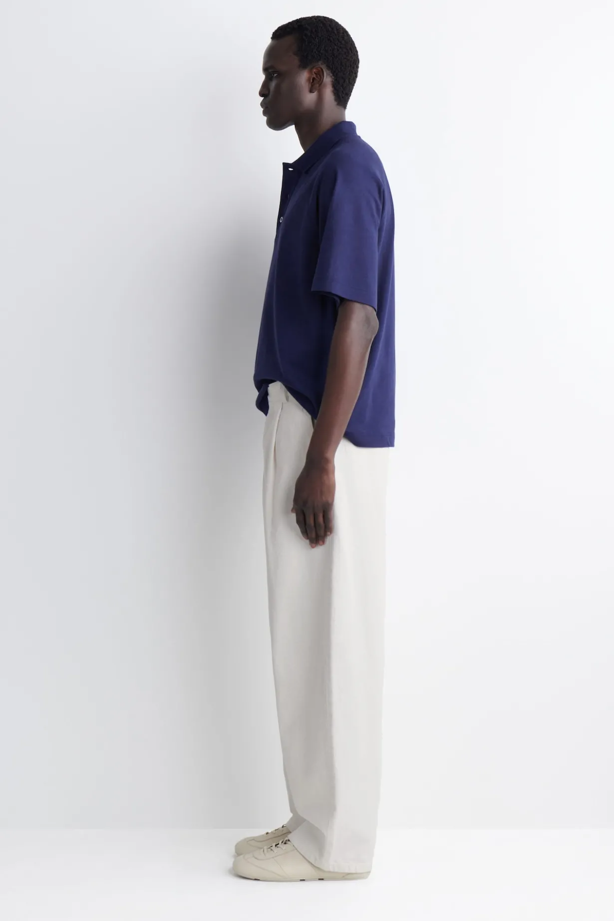 RELAXED COTTON-LINEN POLO SHIRT